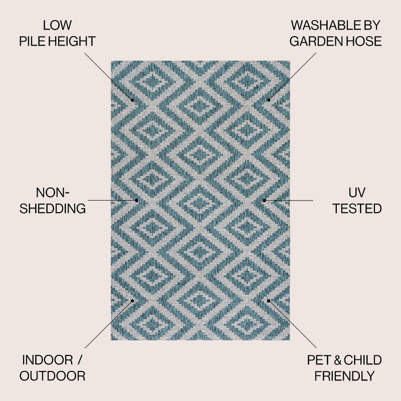3'x5' Sintra Diamond Indoor/Outdoor Area Rug, Blue/Gray - JONATHAN Y