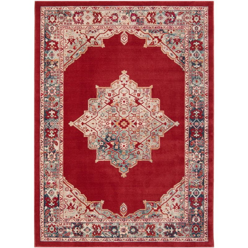 Merlot MER312 Power Loomed Area Rug - Red/Aqua - 5'x7' - Safavieh.