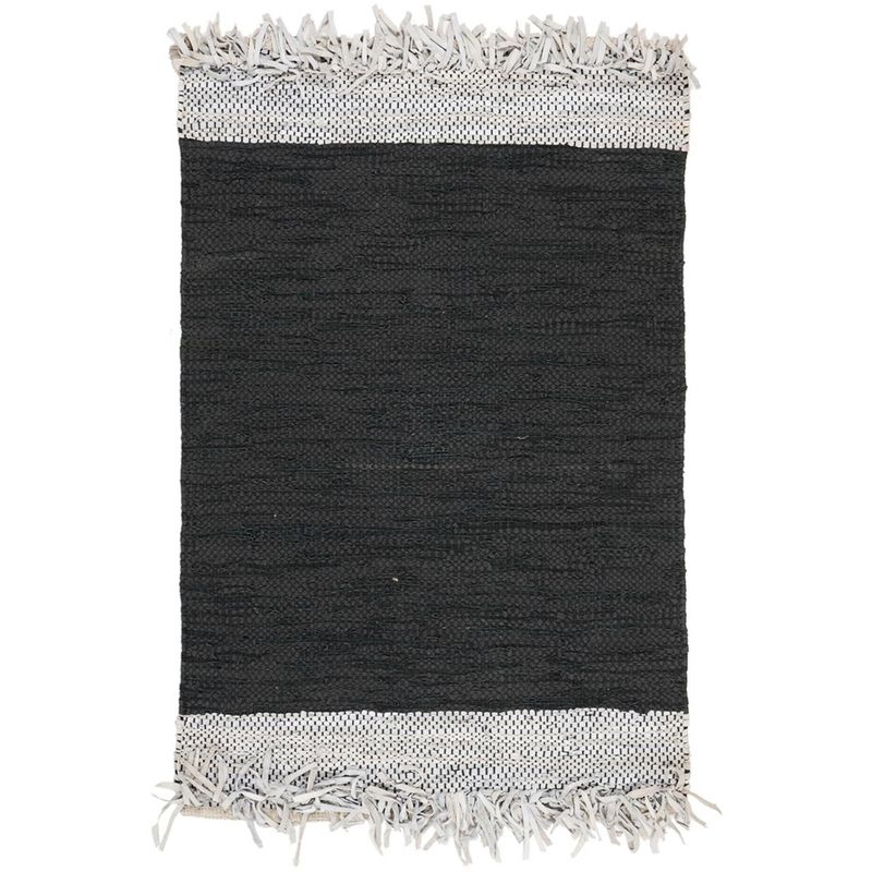 Vintage Leather VTL310 Hand Woven Indoor Accent Rug - Light Grey/Black - 3'x5' - Safavieh