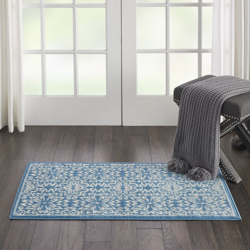 Nourison Jubilant 2' x 4' Ivory Blue Farmhouse Indoor Rug