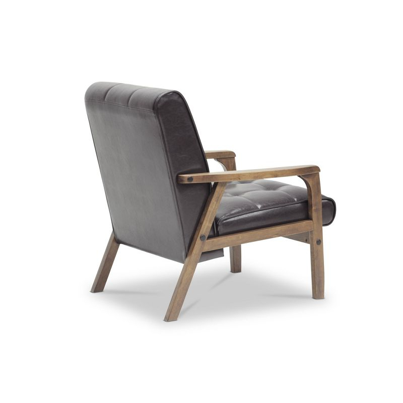 Baxton Studio Mid-Century Masterpieces Club Chair Brown: Upholstered Polyester, Wood Frame, Spot Clean