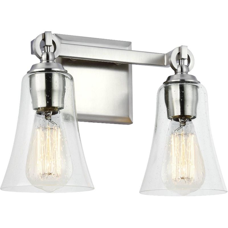 Generation Lighting Monterro 9 1/2" Satin Nickel 2-Light Wall Sconce