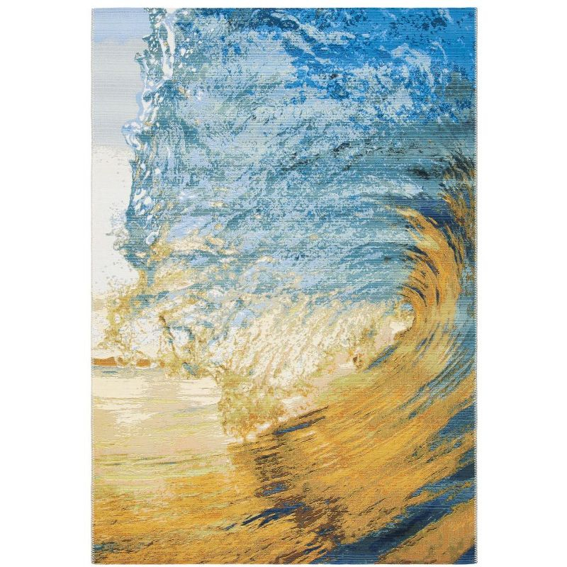 Barbados BAR510 Power Loomed Indoor/Outdoor Area Rug - Blue/Gold - 5'3"x7'6" - Safavieh.