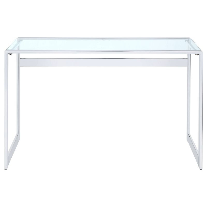 Hartford Minimal Glass Top Writing Desk Chrome - Coaster