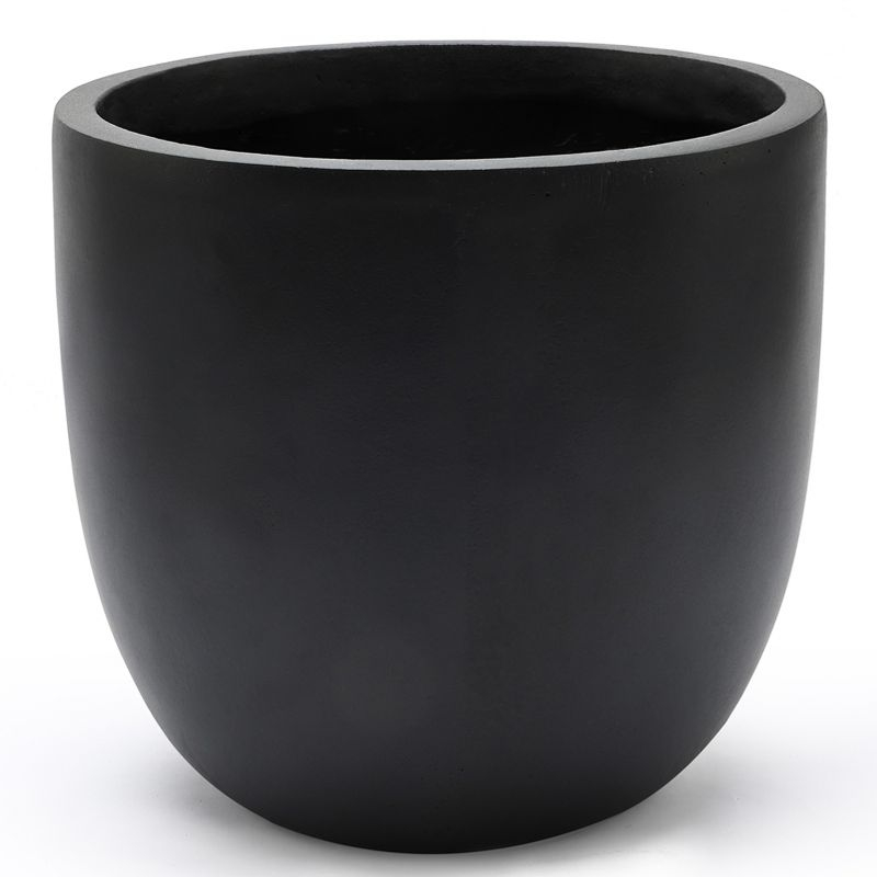LuxenHome Round Tapered 9.2" H House Planter, Indoor/Outdoor Black