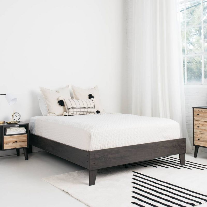 Signature Design by Ashley Queen Piperton Platform Bed Black: Modern Style, MDF Frame, No Box Spring Needed