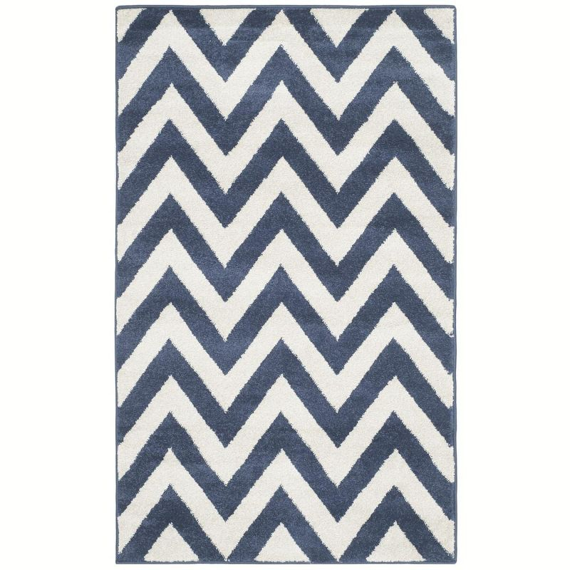 Amherst AMT419 Power Loomed Indoor Area Rug - Navy/Beige - 4'x6' - Safavieh