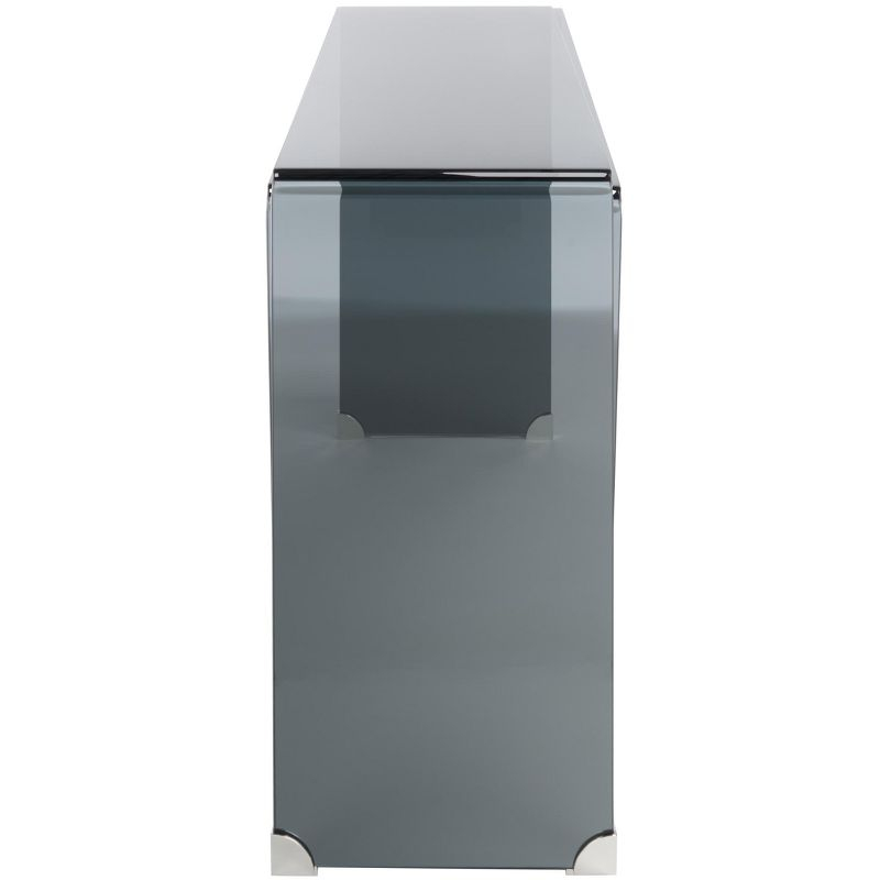 Huck Tempered Glass Console - Clear/Grey - Safavieh