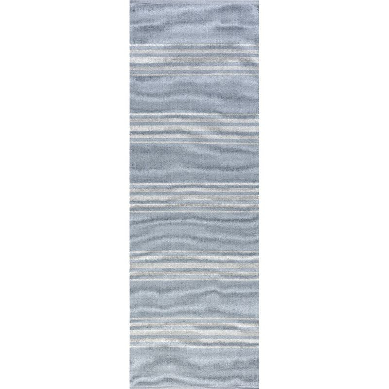 Nuloom Bergamot Striped Cotton Area Rug, Runner 2' 6" x 8', Blue Grey