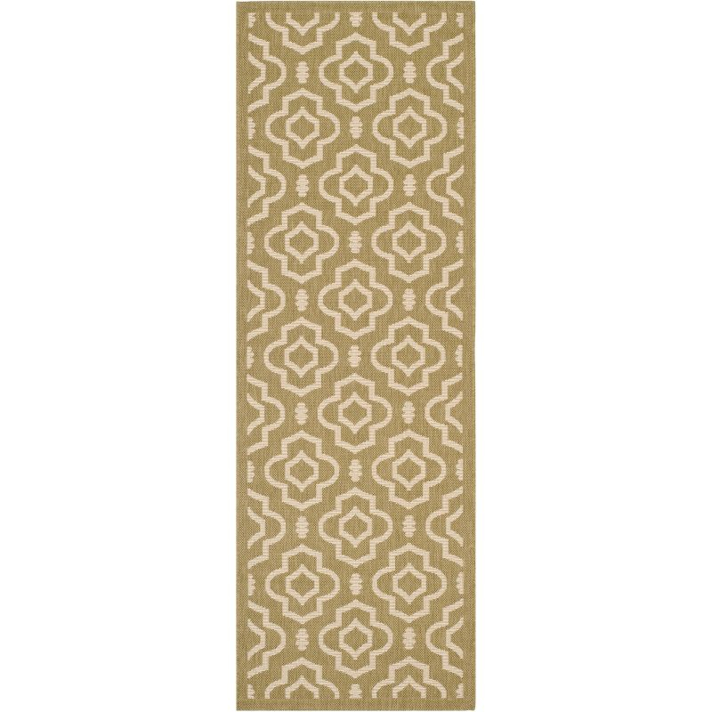Courtyard CY6926 Power Loomed Indoor and Outdoor Runner Rug - Green/Beige - 2'3"x10' - Safavieh