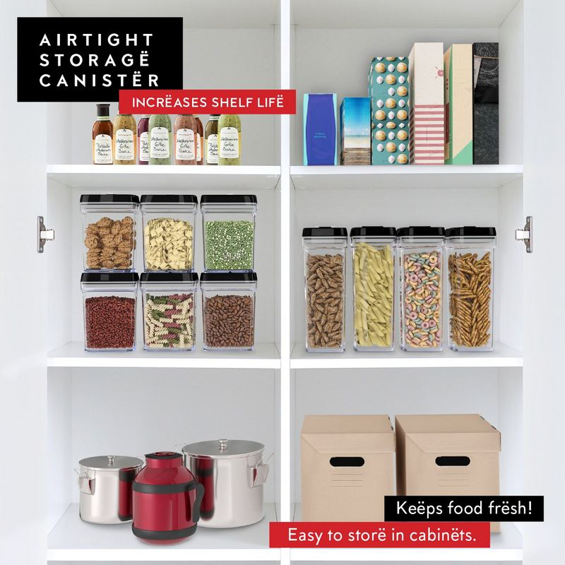 DWËLLZA KITCHEN 4 Piece Set Clear Plastic Airtight Food Storage BPA-Free Containers with Lids Food Containers for Pantry Organization and Storage