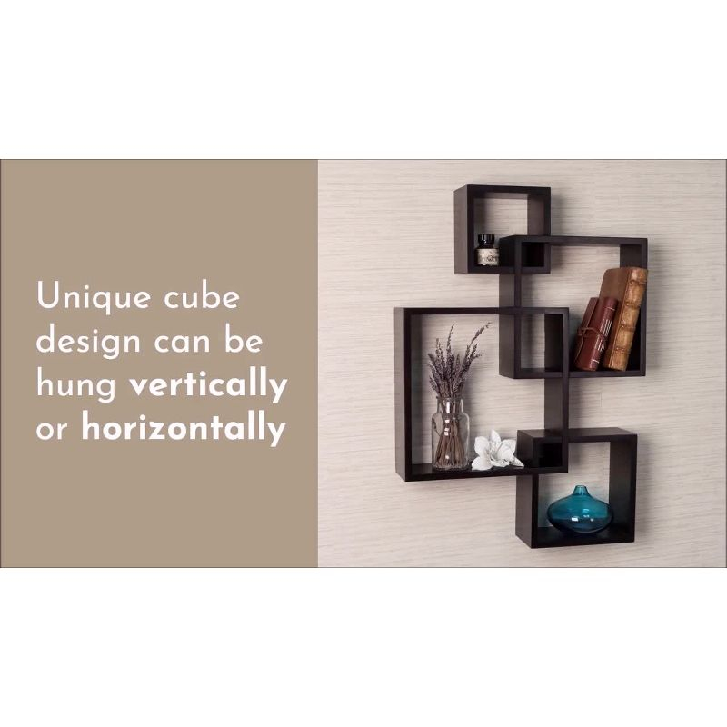 25.5" x 17.75" Intersecting Cube Wall Shelves Weathered Oak - Danya B.