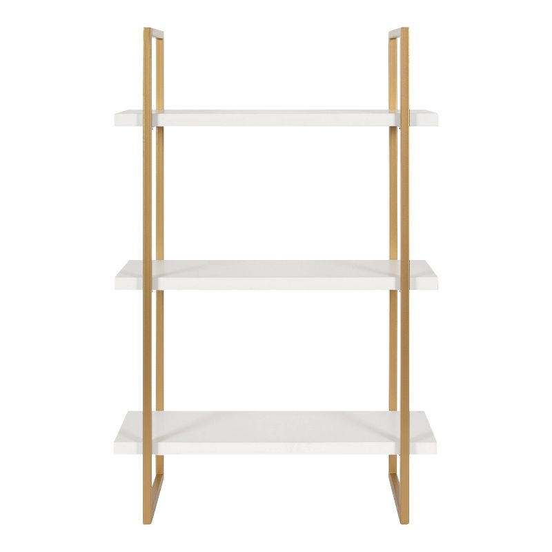 20" x 30" Leigh Wood and Metal Wall Shelf White/Gold - Kate & Laurel All Things Decor