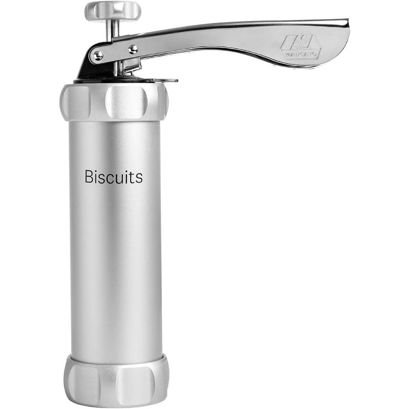 Marcato Atlas Biscuit Maker Press, Includes 20 Cookie Disc Shapes, Silver