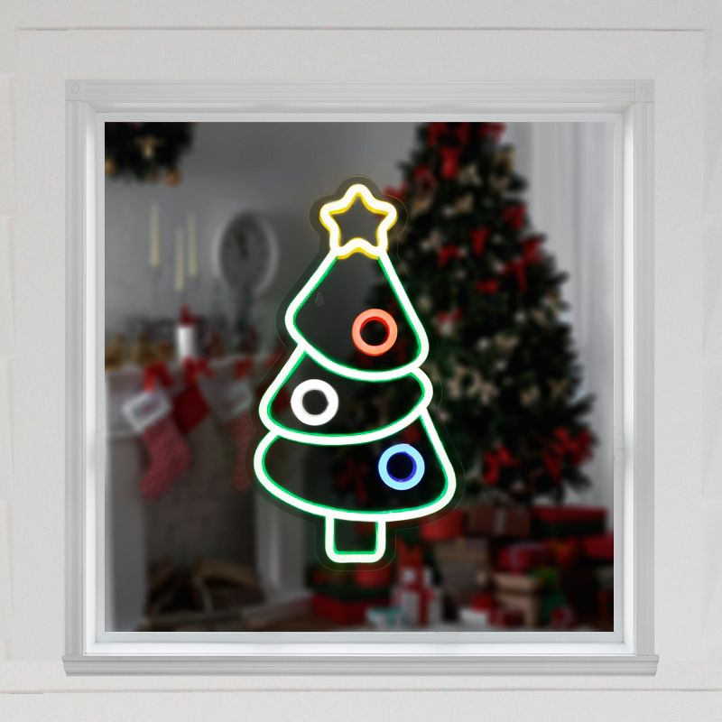 Northlight 15" LED Lighted Neon Style Christmas Tree Window Silhouette