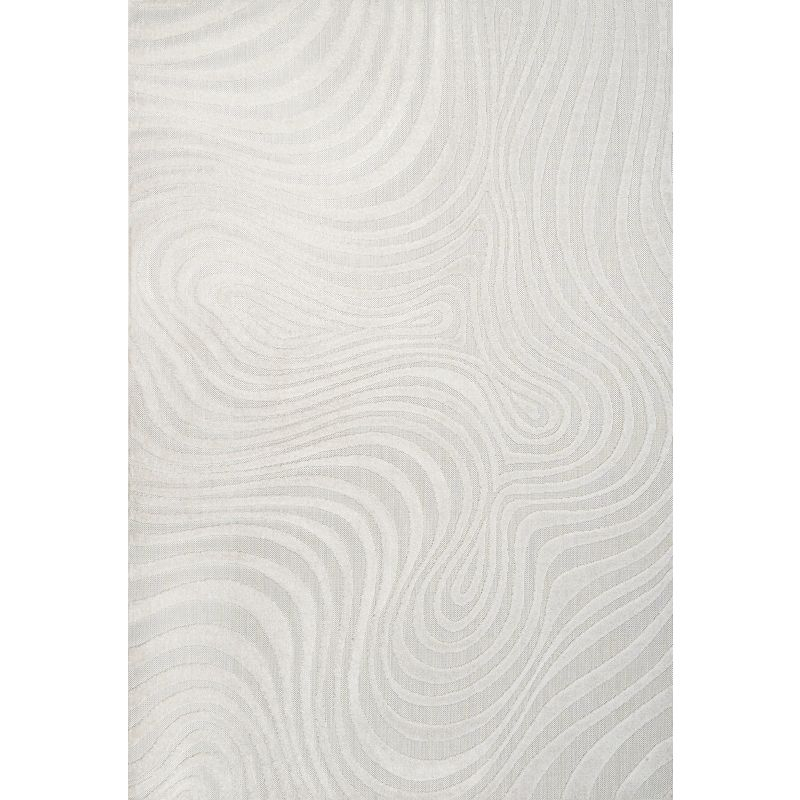 JONATHAN Y Maribo High-Low Abstract Groovy Striped Cream/Ivory 8 ft. x 10 ft. Indoor/Outdoor Area Rug