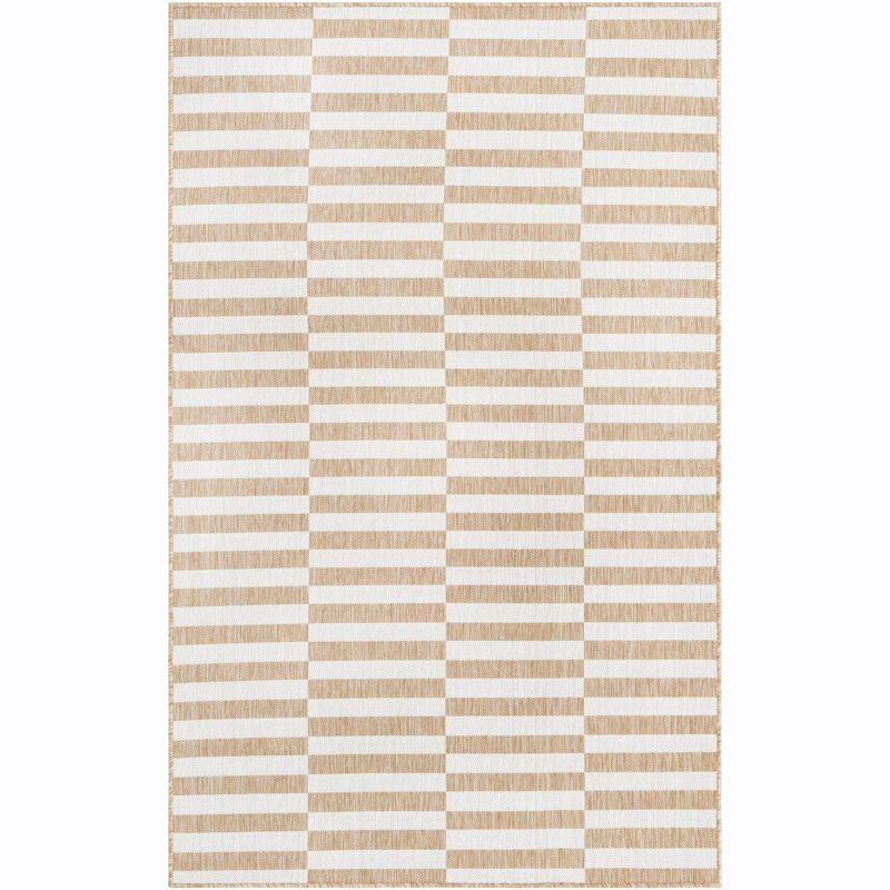 Unique Loom 5' 1 x 8' 0 Rectangle Indoor/Outdoor Striped Taupe Area Rug