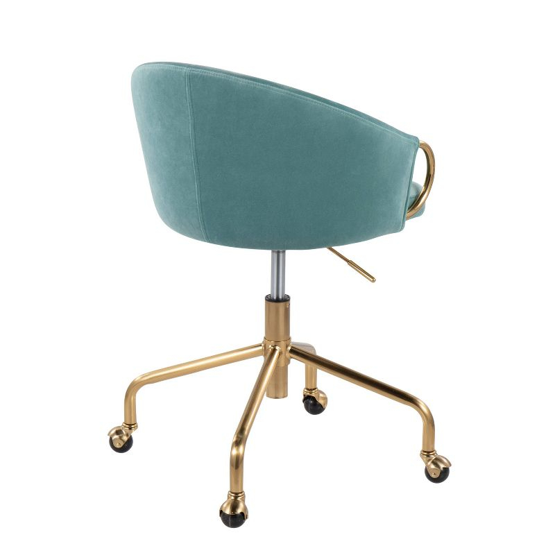 Claire Task Chair: Swivel, Adjustable, Padded, Gold Frame - LumiSource