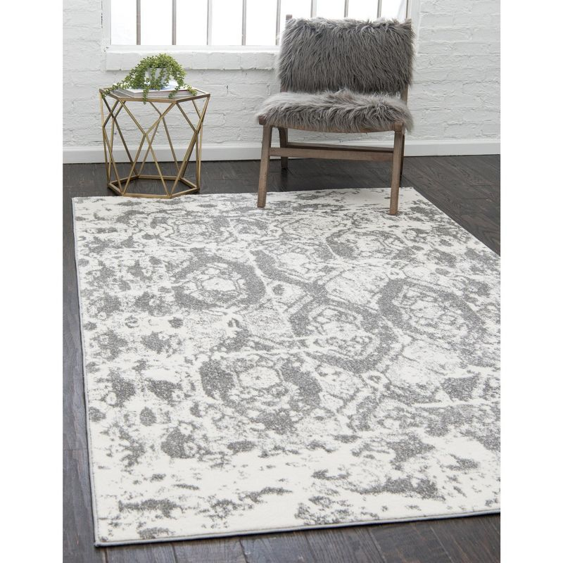 Unique Loom Rosso Collection Area Rug - Piazza (5' 1" x 8' Rectangle Light Gray/Ivory)