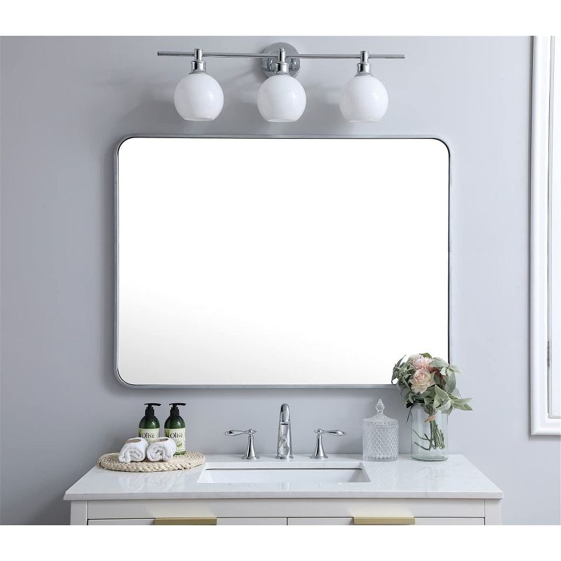 Elegant Lighting Soft corner metal rectangular mirror 30x40 inch in Silver