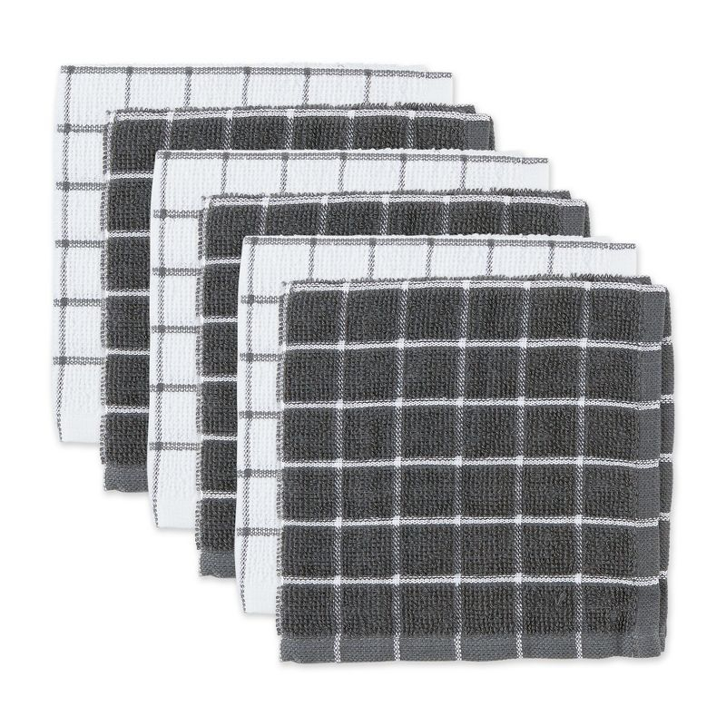 Design Imports Gray Combo Windowpane Dishcloth (Set Of 6)