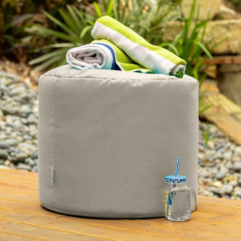 Jaxx Spring Indoor / Outdoor Bean Bag Pouf Ottoman, Sunbrella Flax