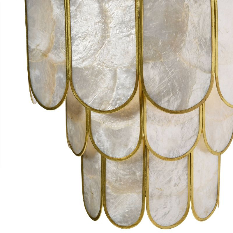 Storied Home 4-Tier Capiz and Metal Wall Sconce: ETL & UL Listed, 1-Way On Off, No Battery Required