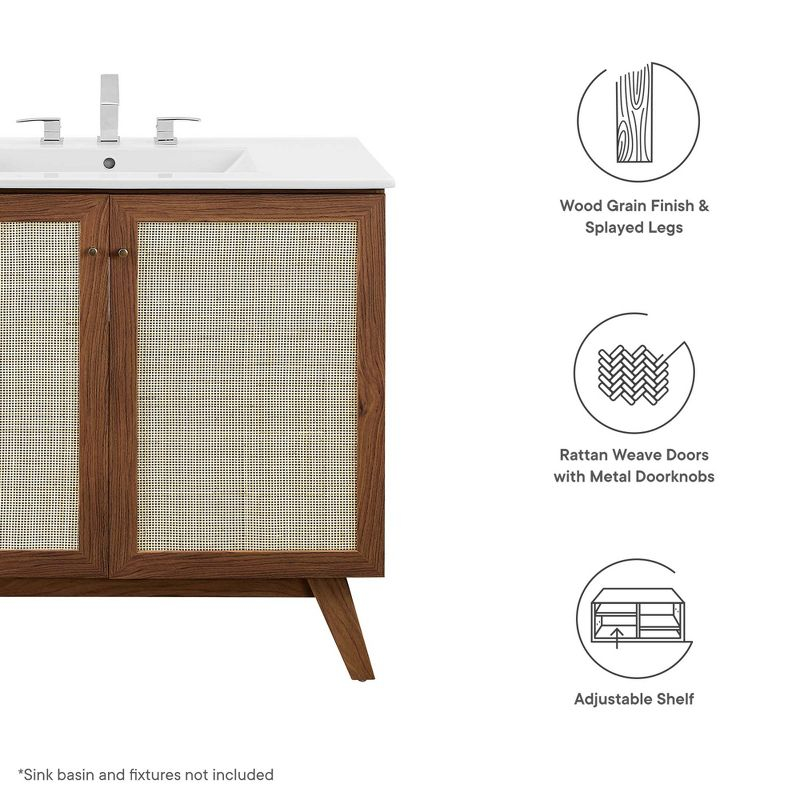Modway Soma 36" Bathroom Vanity – Modern Sink Cabinet with Wood Grain Texture and Soft-Close Doors (Sink Not Included)