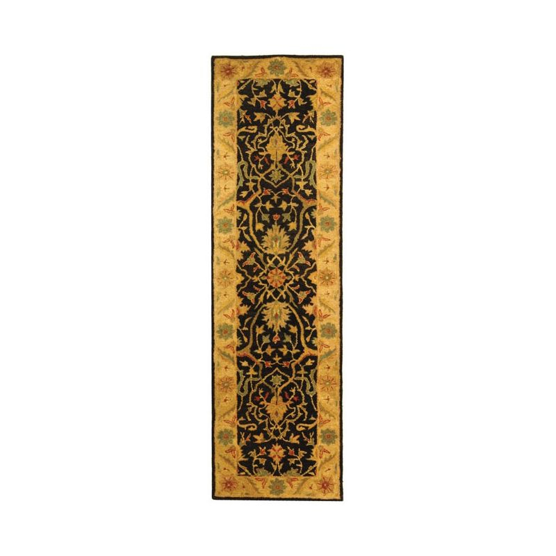 Antiquity AT14 Hand Tufted Indoor Runner Rug - Black - 2'3"x12' - Safavieh