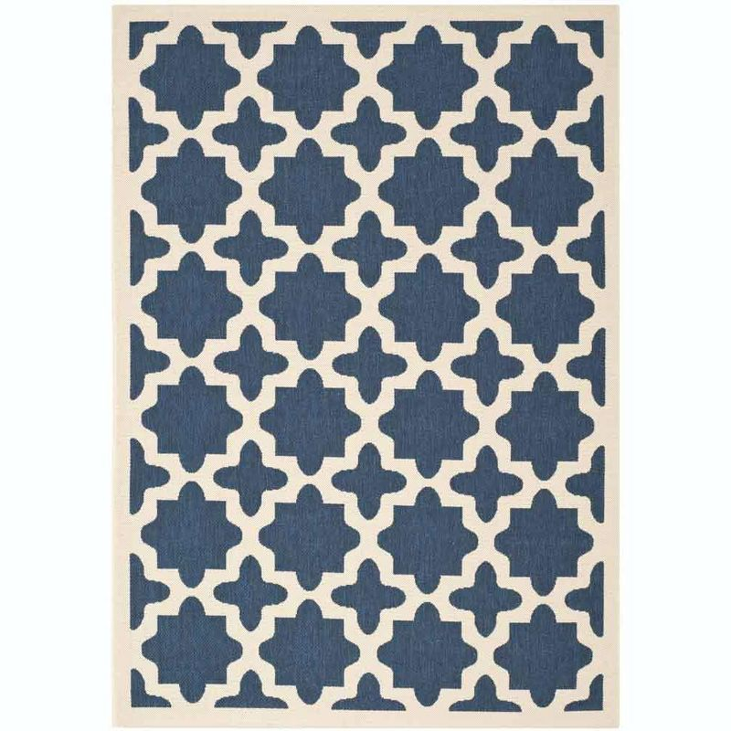 Courtyard CY6913 Power Loomed Indoor and Outdoor Area Rug - Navy/Beige - 6'7"x9'6" - Safavieh