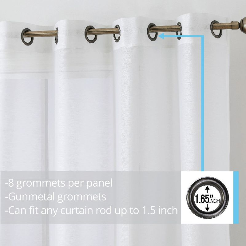 HLC.ME Semi Sheer Voile Light Filtering Transparent Window Curtain Grommet Panels - Set of 2 - Beige, 54 W x 108 L
