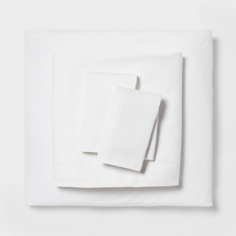 Queen Microfiber Sheet Set White - Room Essentials™: Polyester, Peached Finish, OEKO-TEX Certified, Fits up to 15" Mattress