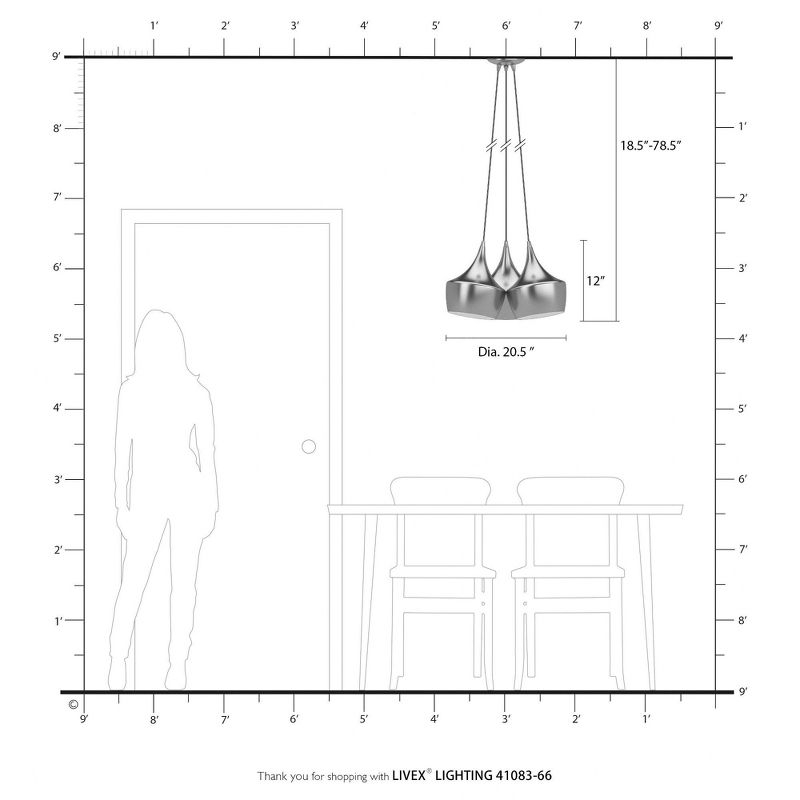 Livex Lighting Waldorf 3 - Light Pendant in  Brushed Aluminum