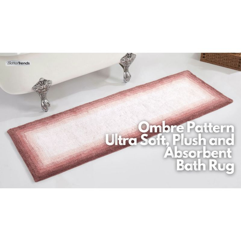 17"x24" Torrent Collection 100% Cotton Bath Rug Rose - Better Trends: Machine Washable, Tufted, Spray Latex Backing