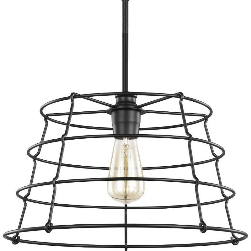 Progress Lighting Chambers 1-Light Pendant, Matte Black, Wire-Frame Shade