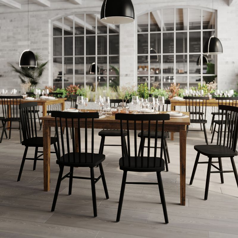 Flash Furniture Henry 60" Solid Wood Dining Table, Commercial Grade Heavy Duty Rectangle Wood Table for 6, Brown Matte Finish