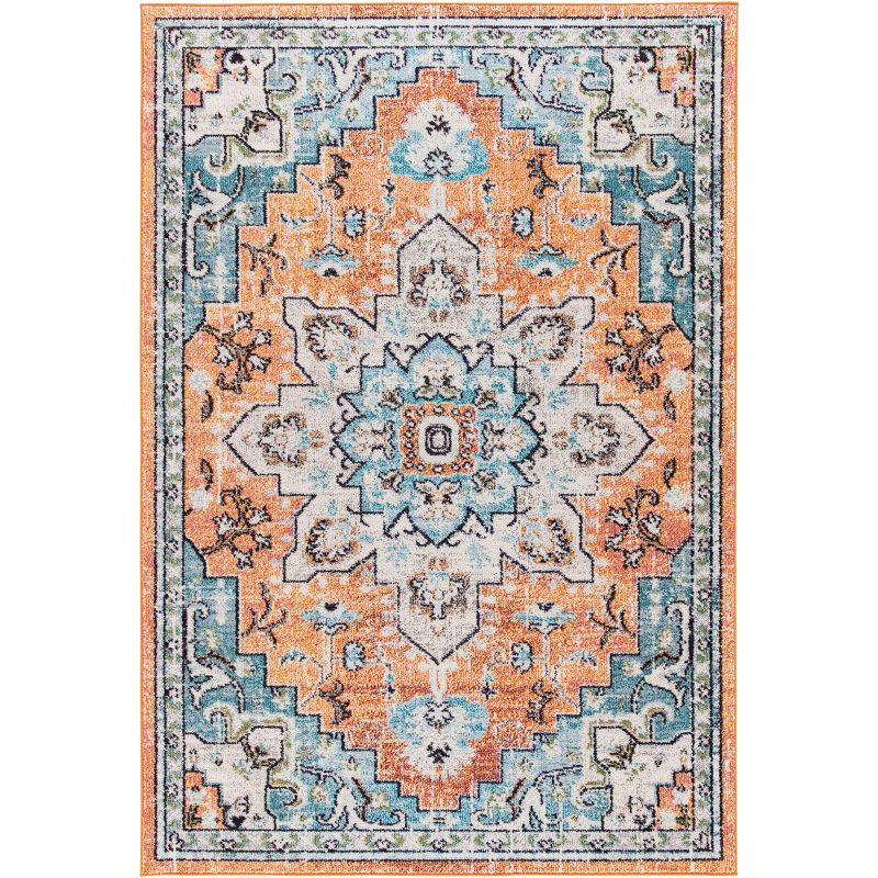 Madison MAD473 Power Loomed Indoor Area Rug - Orange/Teal - 5'3"x7'6" - Safavieh