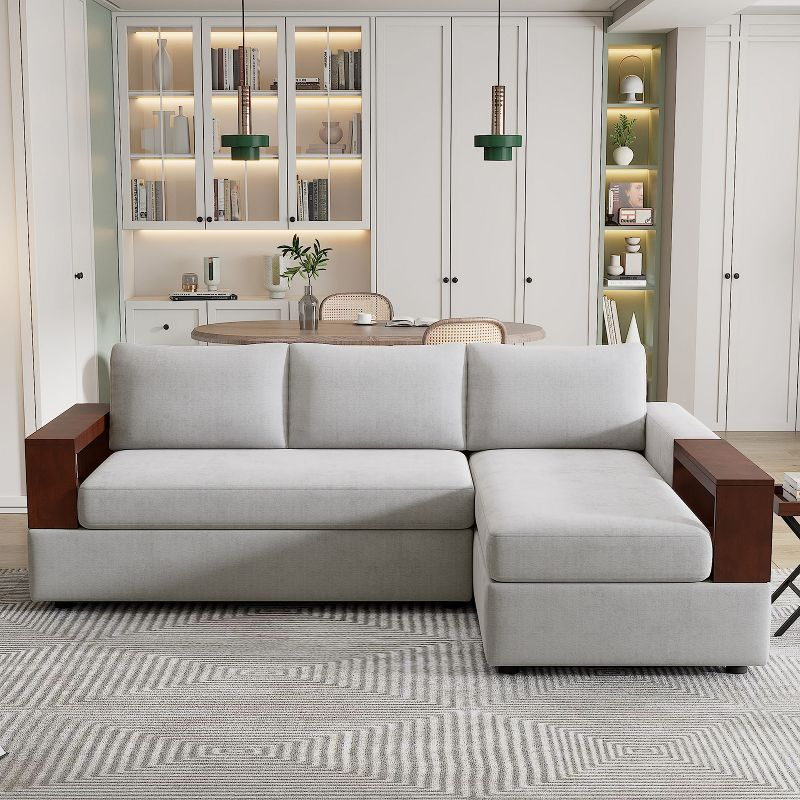 Christopher Knight Home Tanner 87" Modern Chenille Upholstered Sectional Sofa with Reversible Armrests, Gray