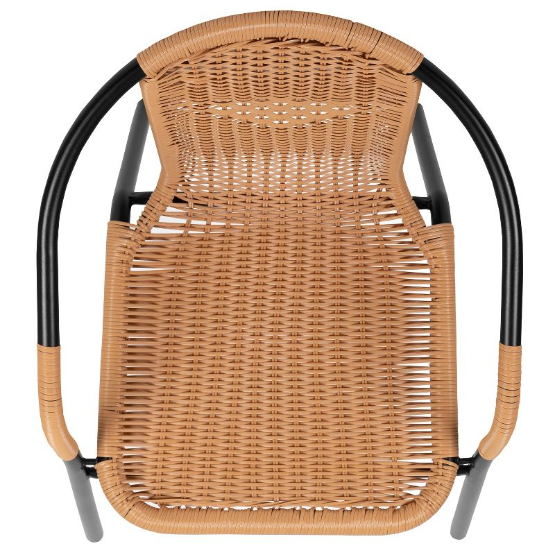 Flash Furniture Lila 2 Pack Beige Rattan Indoor-Outdoor Restaurant Stack Chair