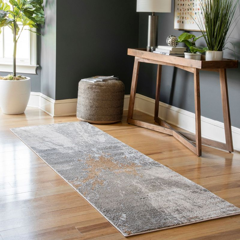 Nuloom Cyn Abstract 2x6 Runner Indoor Area Rug for Living Room Bedroom Dining Room Entryway Hallway Kitchen, Silver/Ivory