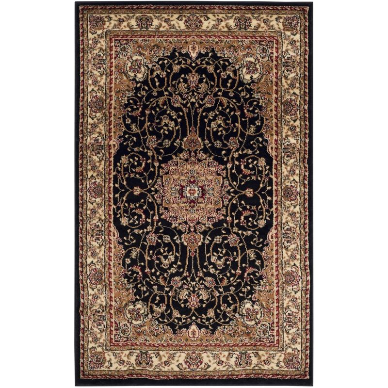 Lyndhurst LNH329 Power Loomed Area Rug - Black/Ivory - 4'x6' - Safavieh