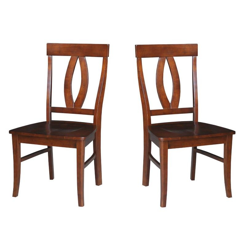 International Concepts Set of 2 Cosmo Verona Splat Back Chairs Espresso: Hardwood Frame, 250lb Capacity