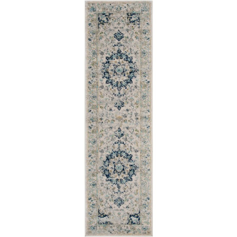 Madison MAD155 Power Loomed Indoor Runner Rug - Ivory/Blue - 2'3"x6' - Safavieh