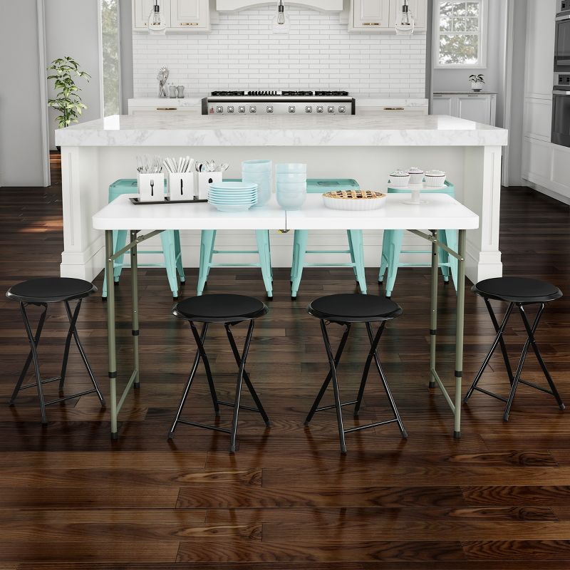 Trademark Home Heavy-Duty 24-Inch Folding Stools with Padded Seats, Black, Set of 4