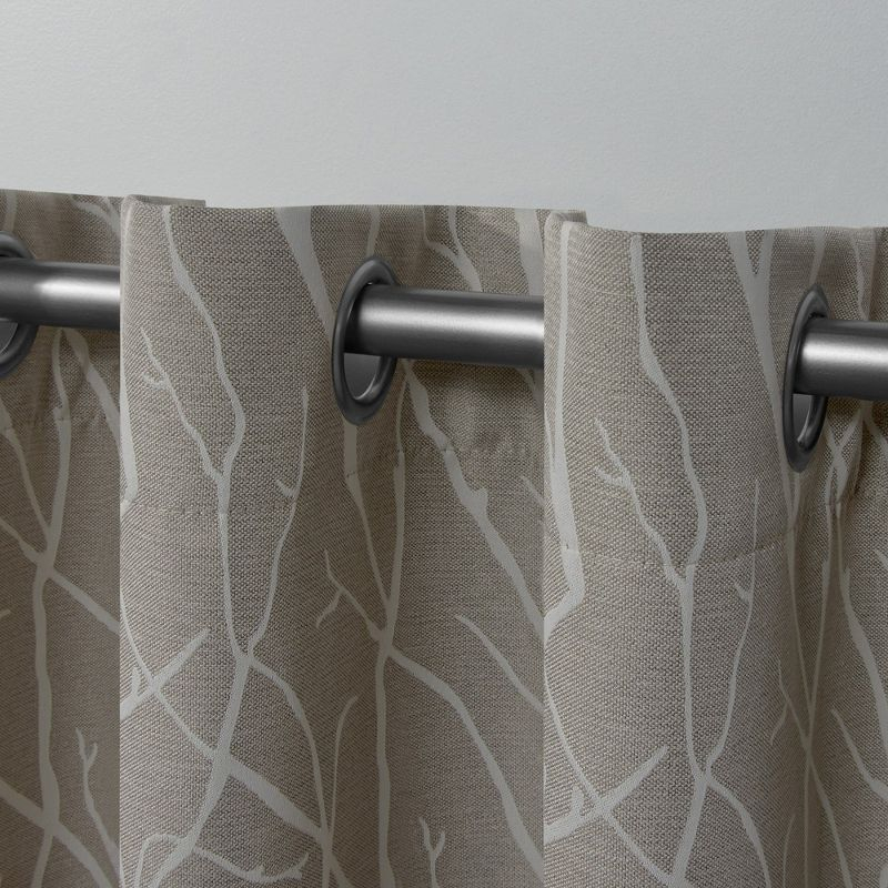EXCLUSIVE HOME Forest Hill Woven Room Darkening Blackout Grommet Top Curtain Panel Pair, 52"x84", Natural