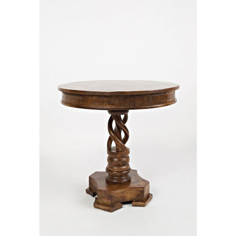 Jofran, Global Archive Hand Carved Solid Mango Wood Pedestal Table