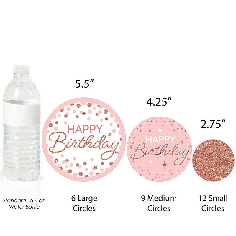 Big Dot of Happiness Pink Rose Gold Birthday - Happy Birthday Party Giant Circle Confetti - Party Decorations - Large Confetti 27 Count