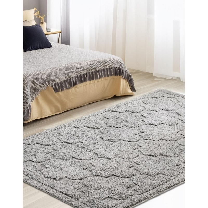Unique Loom 5' 1 x 8' 0 Gray Trellis Shag Traditional Area Rug