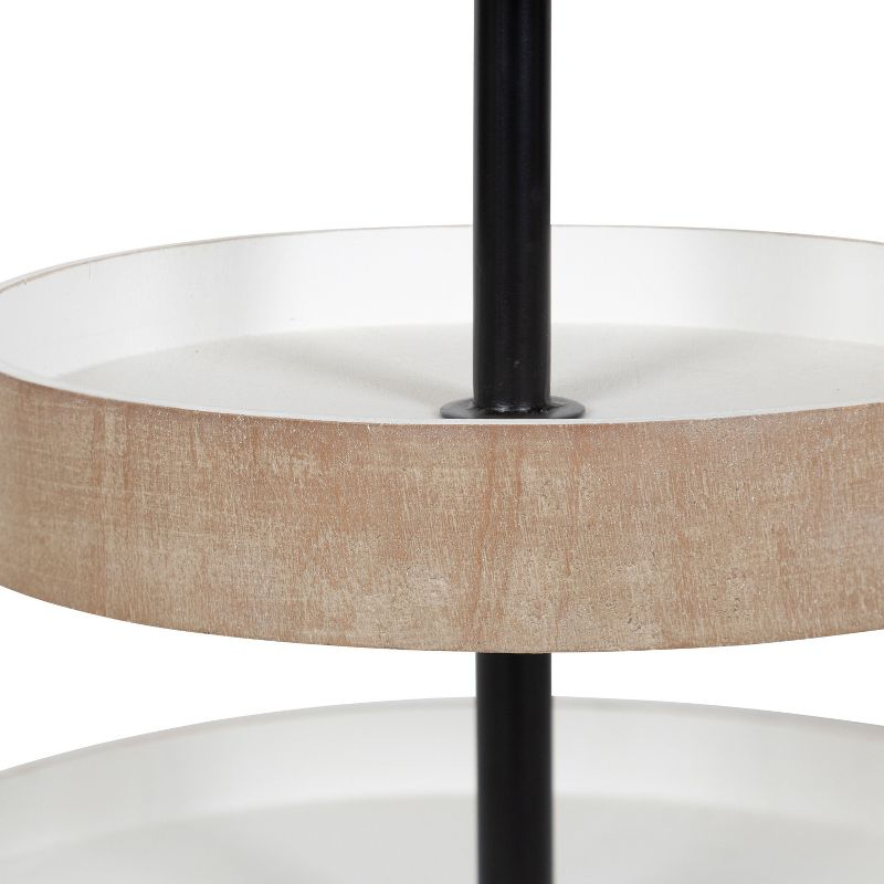 Kate and Laurel Woodmont Tray, 3 Tier, Rustic Brown and White