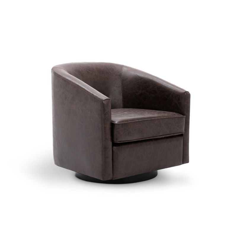 eLuxury Swivel Barrel Chair, Dark Chocolate
